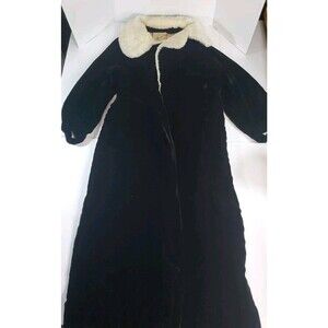 Opera Black Velvet Coat White Ermine Collar Scruggs Vandervoort Barney 1930s Vtg
